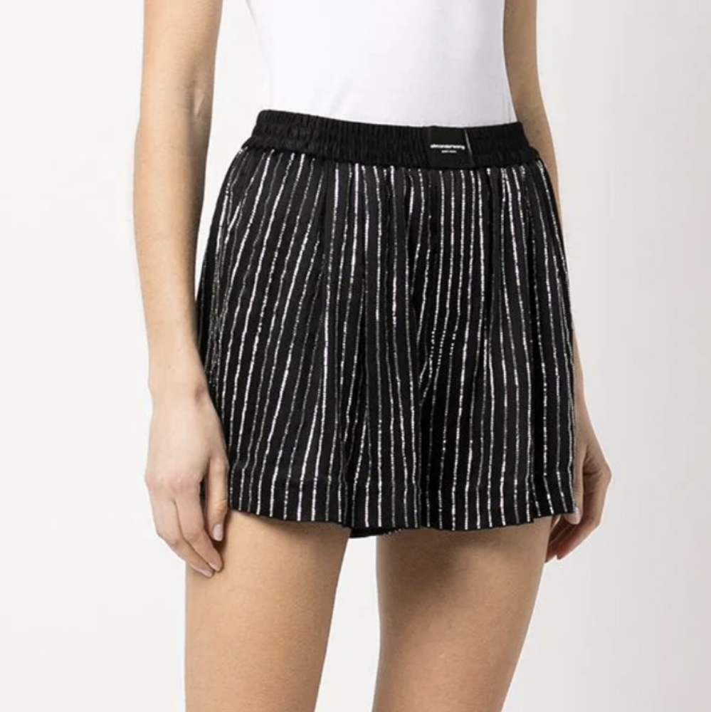 New! Alexander Wang silk crystal hot fix boxer shorts size L